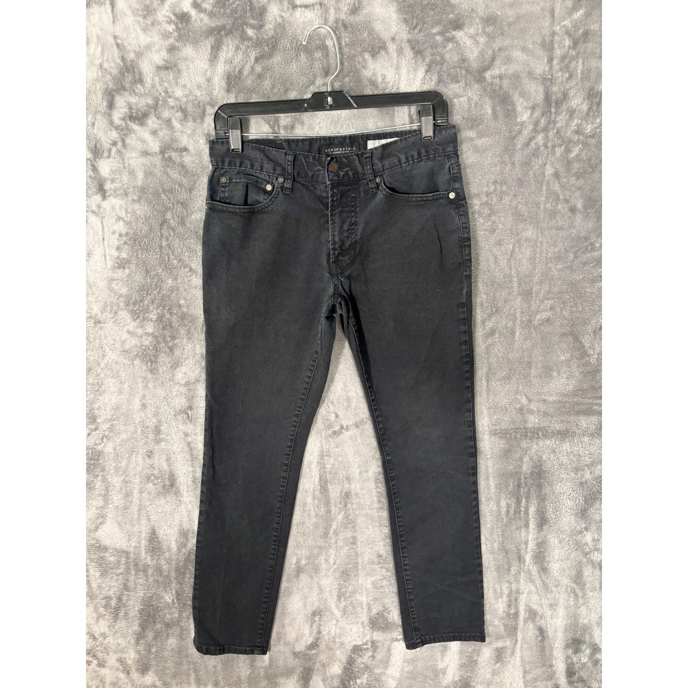 Aeropostale Mens Skinny Jeans Black Denim Pants Size 33x28